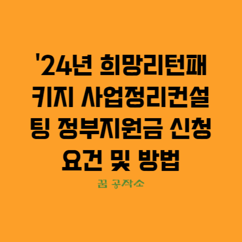 2024년 희망리턴패키지 사업정리컨설팅 정부지원금 신청 요건 및 방법을 설명하고 있습니다.