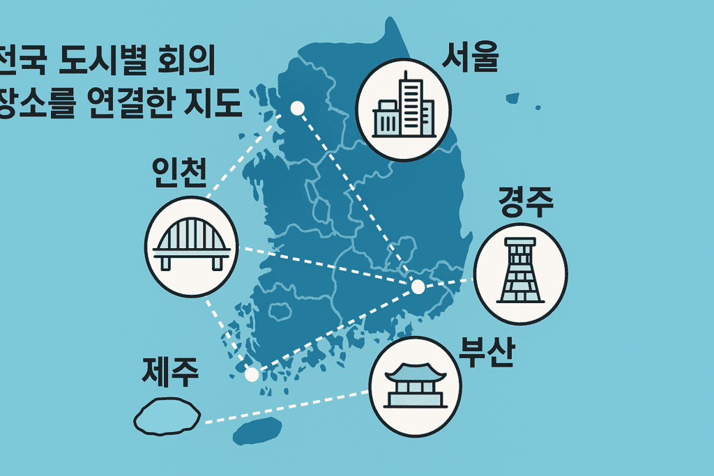 2025년 경주에서 개최되는 에이팩 개최도시 중 서울과 인청, 제주, 부산, 경주를 잇는 그래픽입니다.