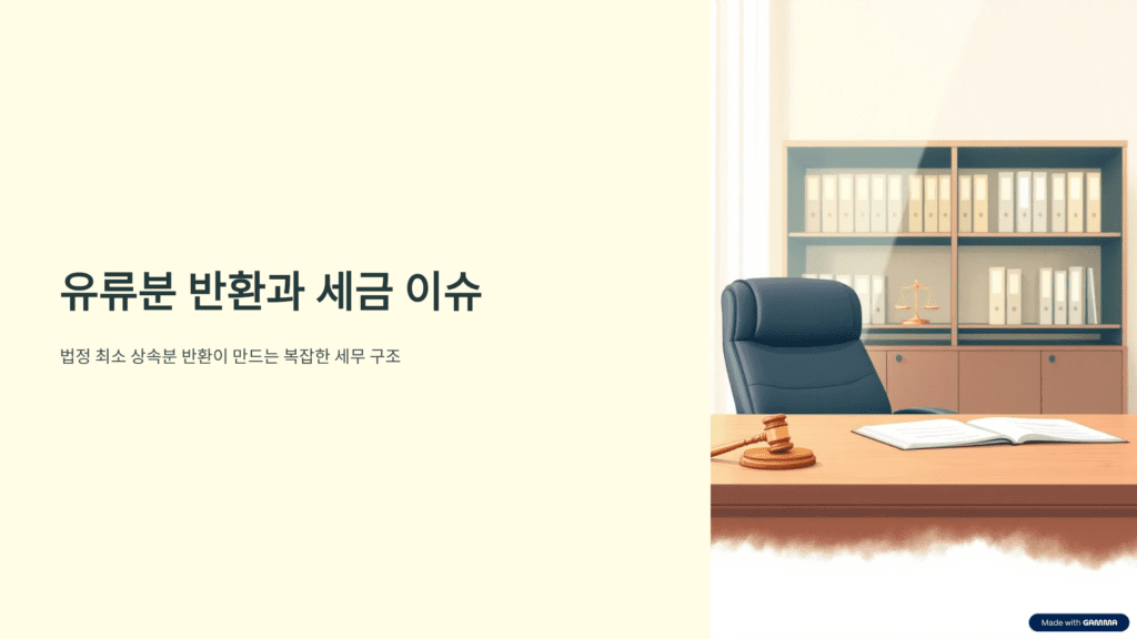 유류분 반환과 세금 이슈에 대한 그림입니다.