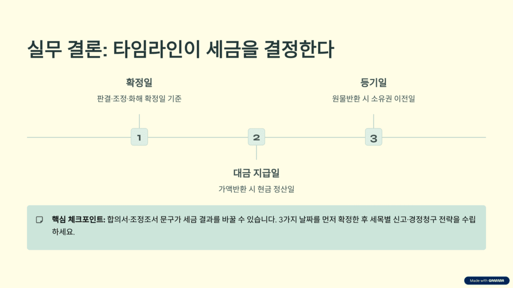 유류분 반환에 대한 실무 결론을 안내하는 그림입니다.